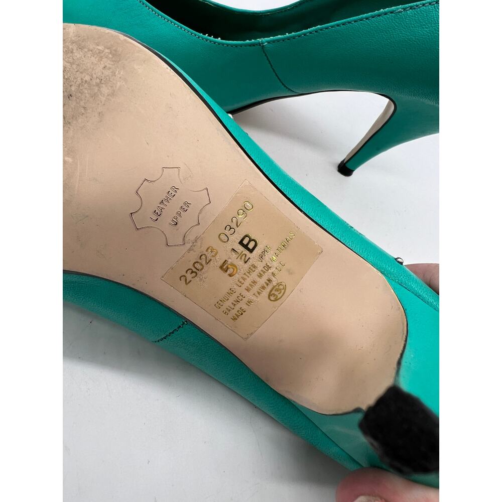 Vintage‎ Rush Hour Teal Leather Studded Pumps Women’s Size 5.5B - Picture 7 of 10